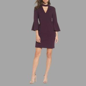 Eliza J Purple Bell Sleeve Choker Night Out Shift Dress